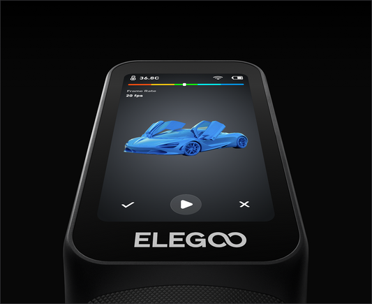Scanner 3D ELEGOO M1 Ultra com ecrã integrado na imagem de apresentação da marca.